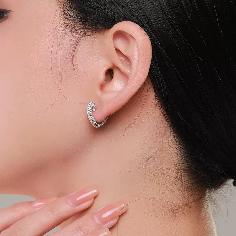 Silver Heart Zircon Earrings