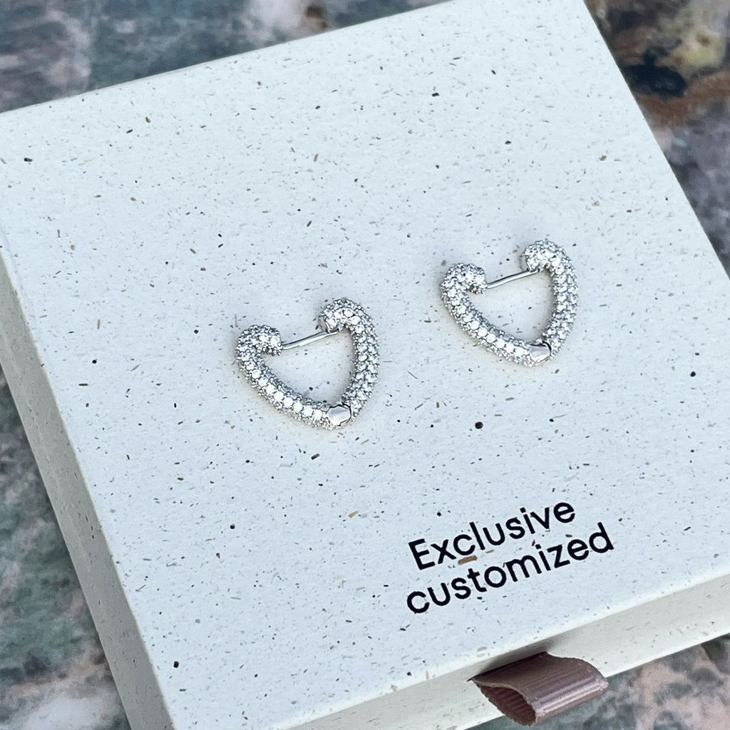 Silver Heart Zircon Earrings