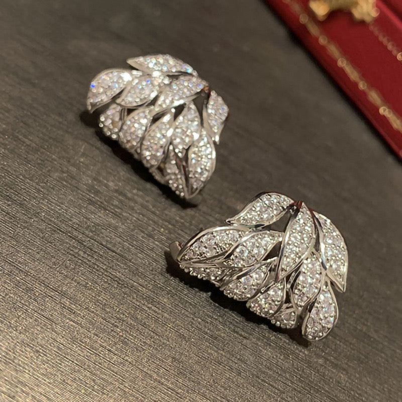 Leaf Zircon Stud Earrings