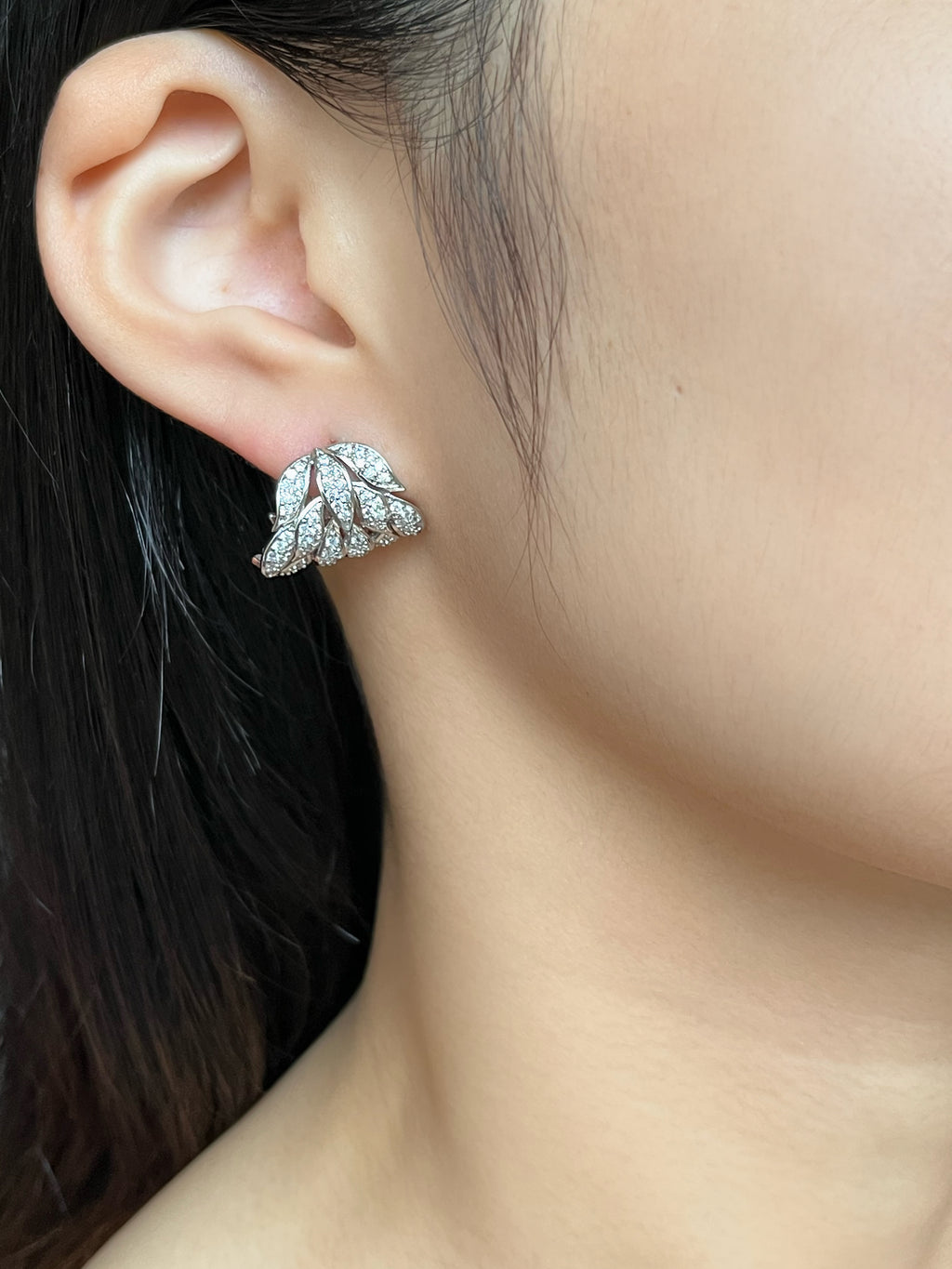 Leaf Zircon Stud Earrings