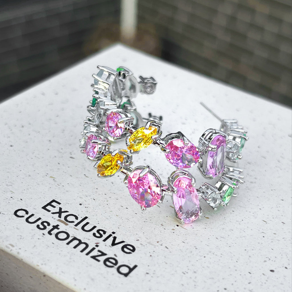 Colorful Zircon Large Hoop Earrings
