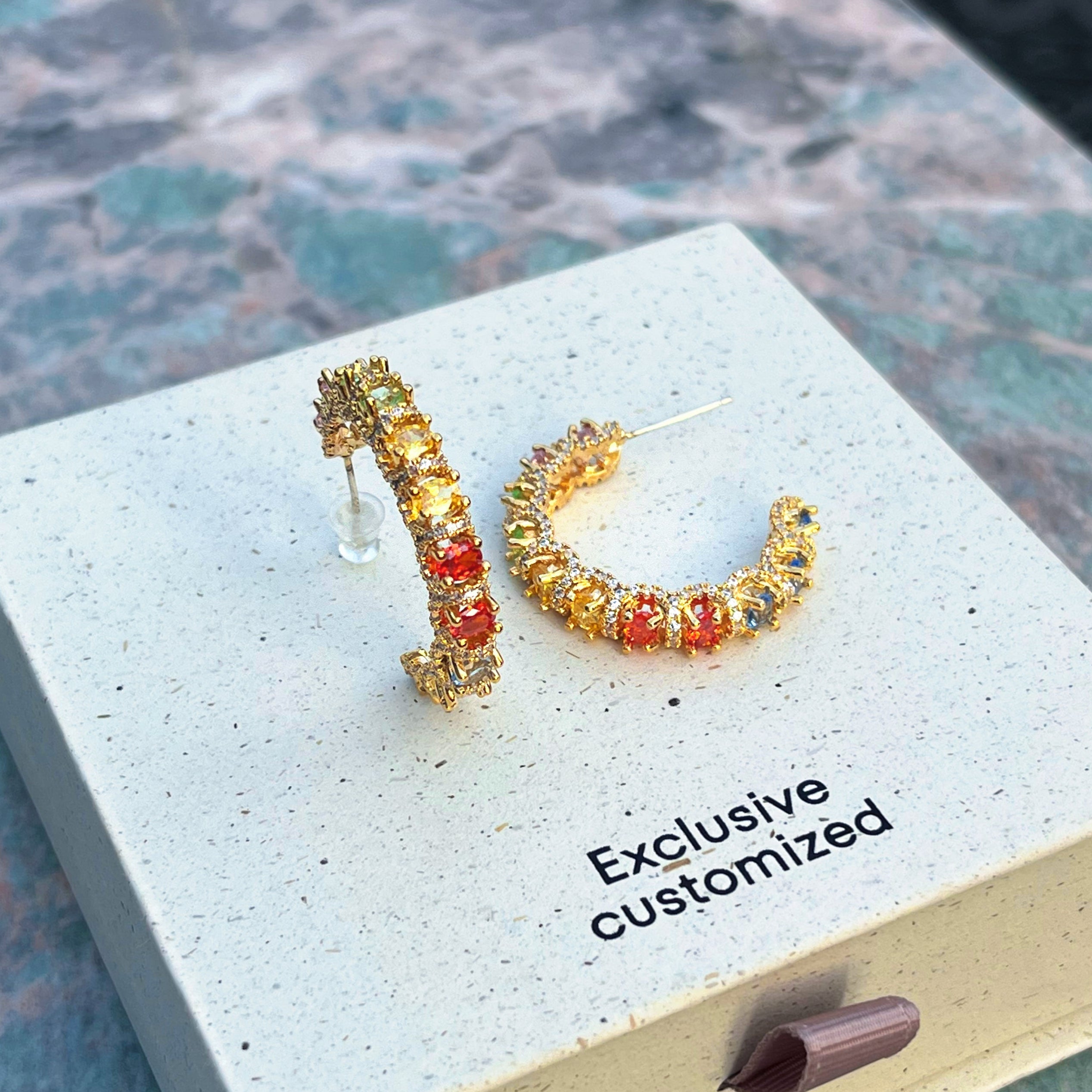 Colored Zircon Small Hoop Earrings