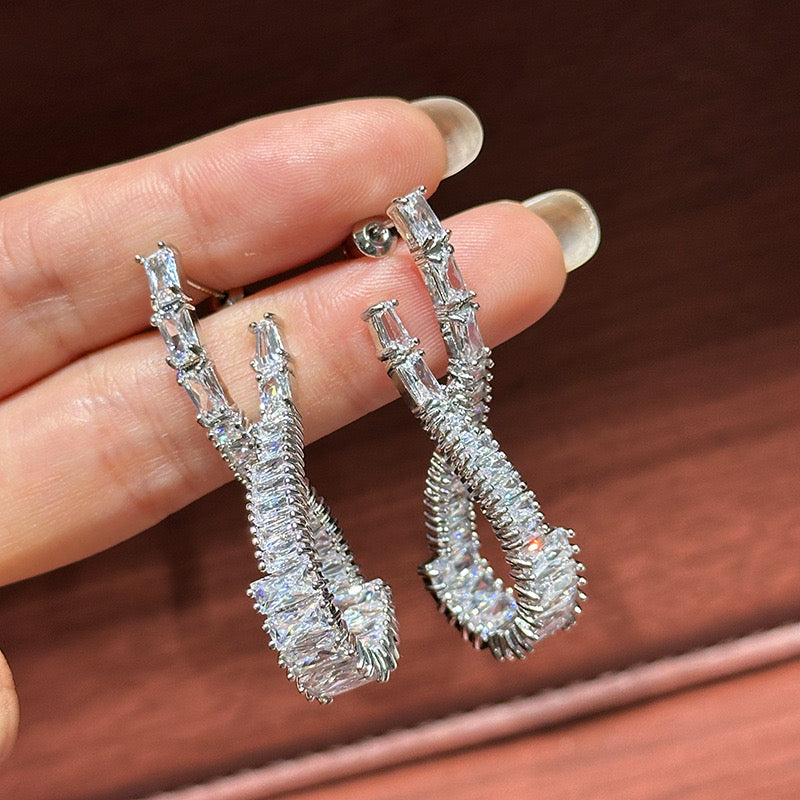 Interlaced Hoop Zircon Earrings