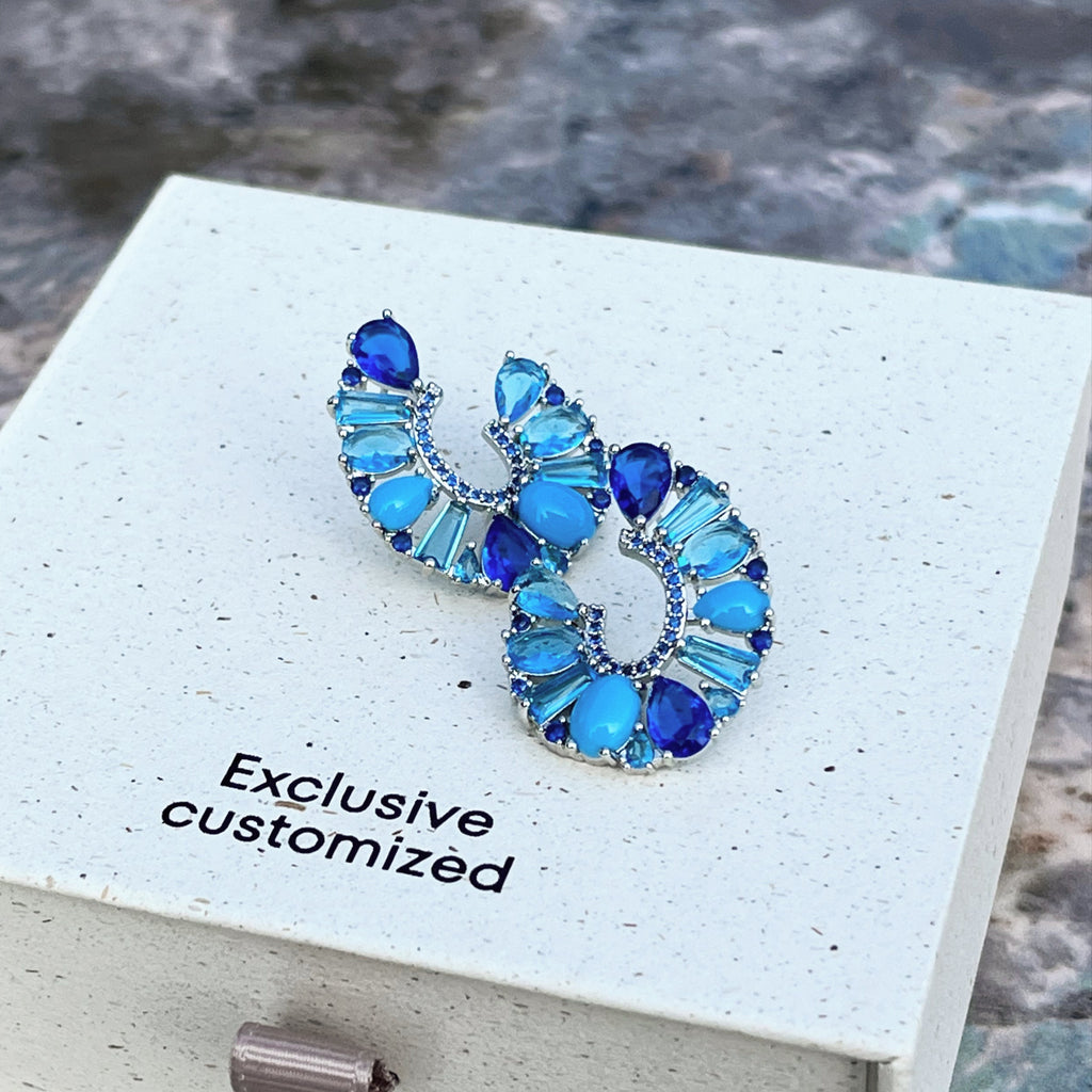 U-shaped Blue Zircon Earrings