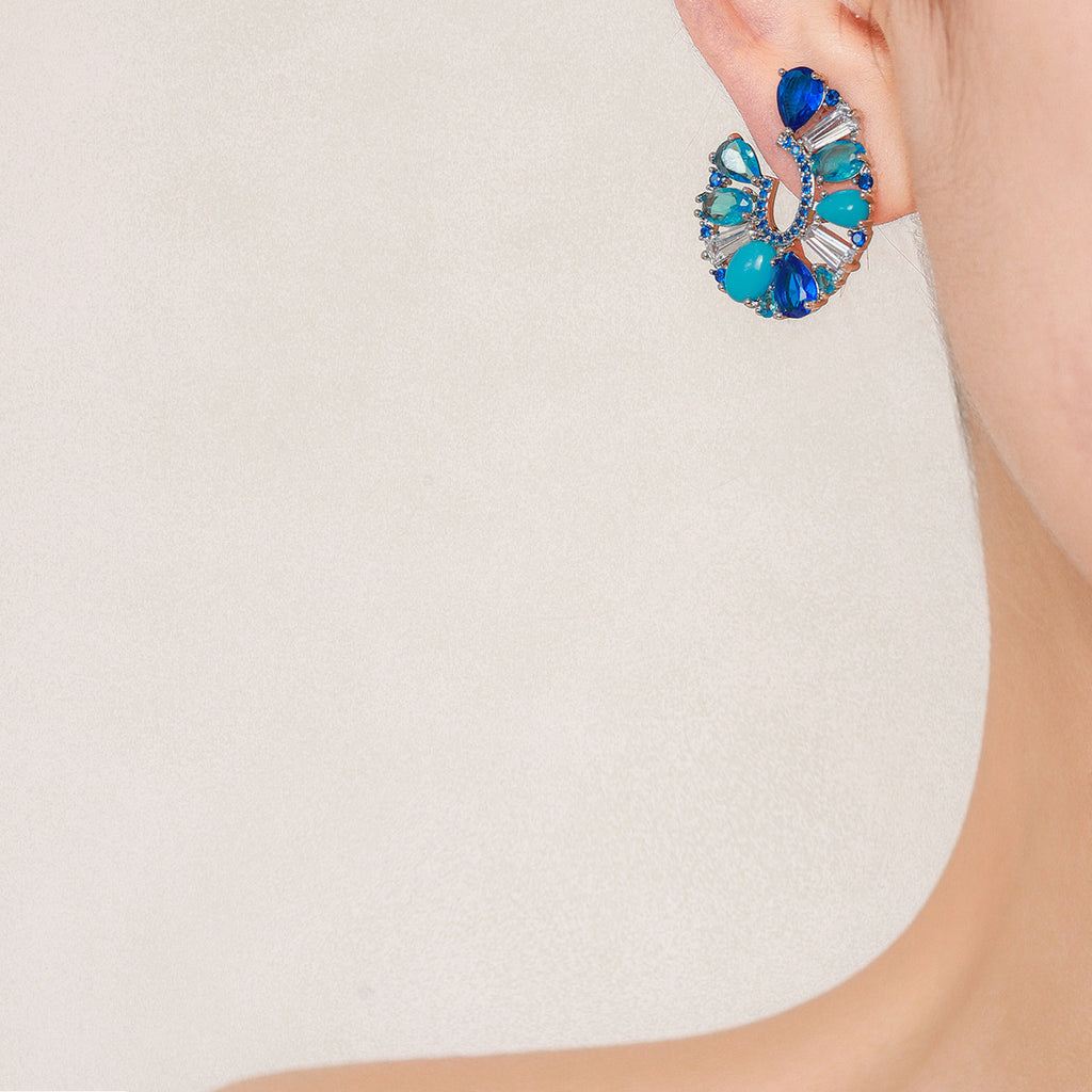 U-shaped Blue Zircon Earrings