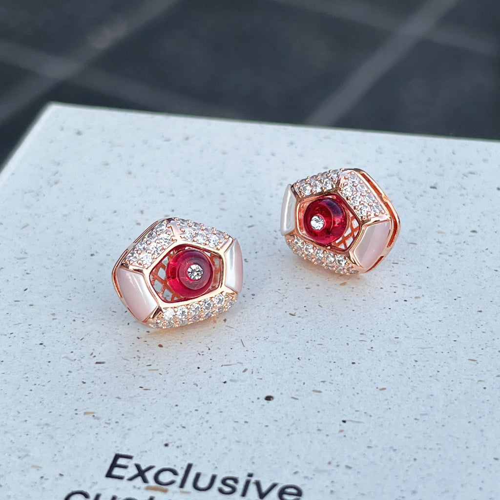 Irregular Red Patchwork Stud Earrings