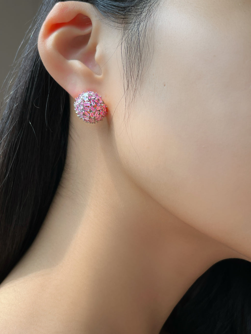 Pink Zircon Stud Earrings