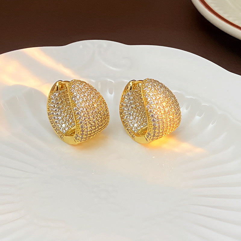 18k Gold Double-Sided Zircon Earrings