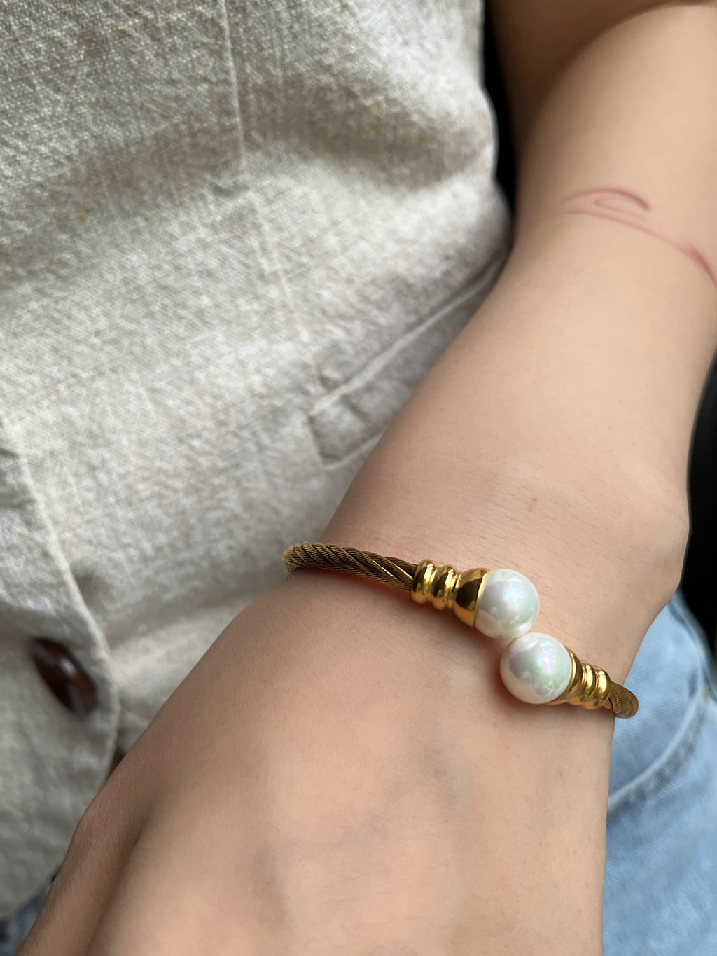 Steel Wire Rope Pearl Bracelet