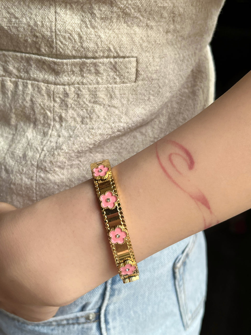 Cloisonné Four-Leaf Clover Bracelet