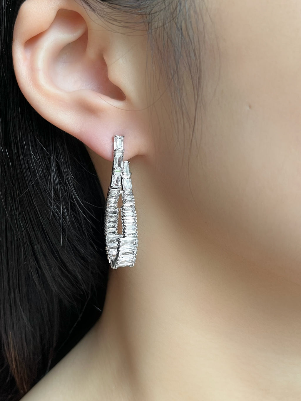 Interlaced Hoop Zircon Earrings