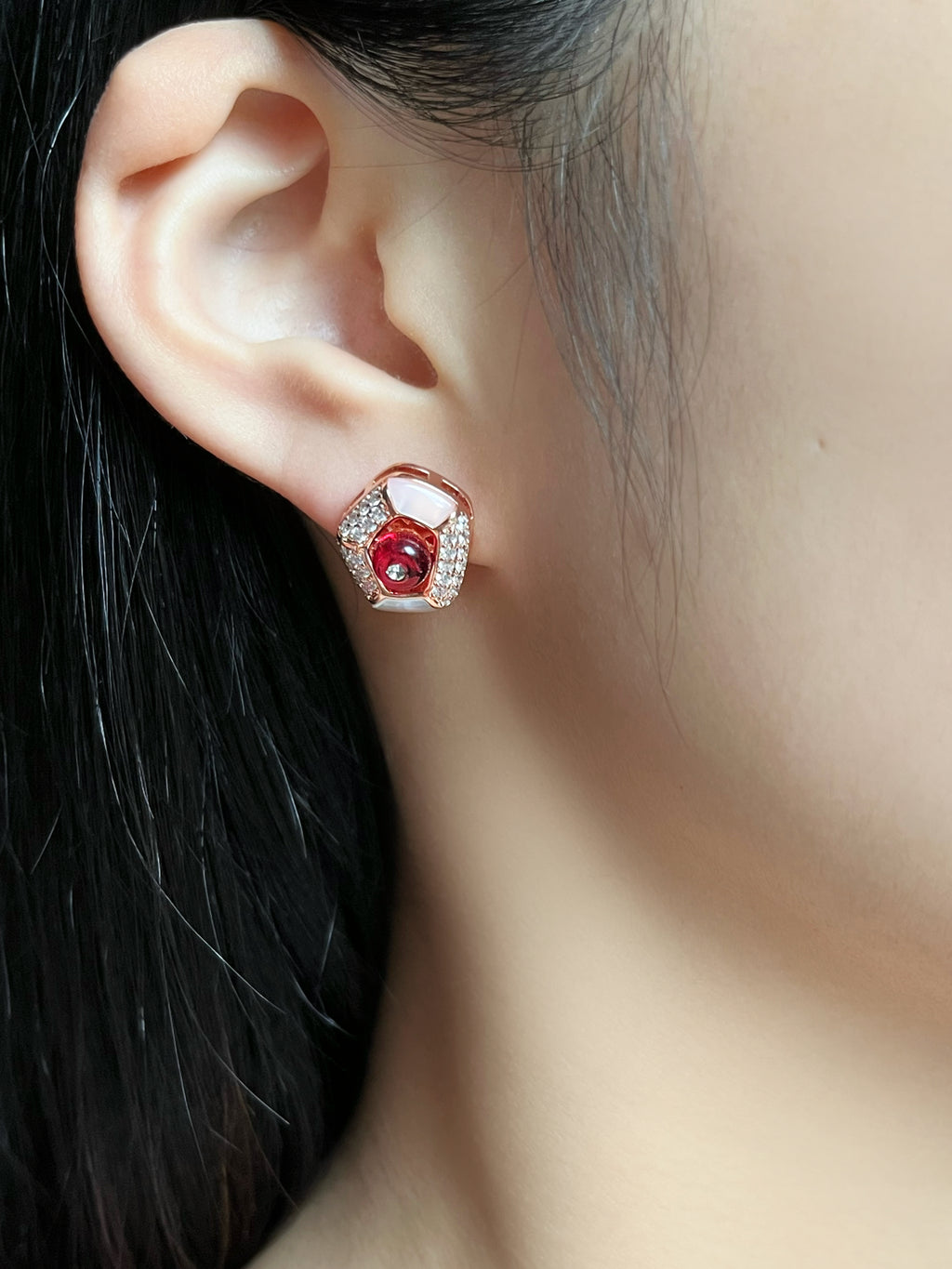 Irregular Red Patchwork Stud Earrings