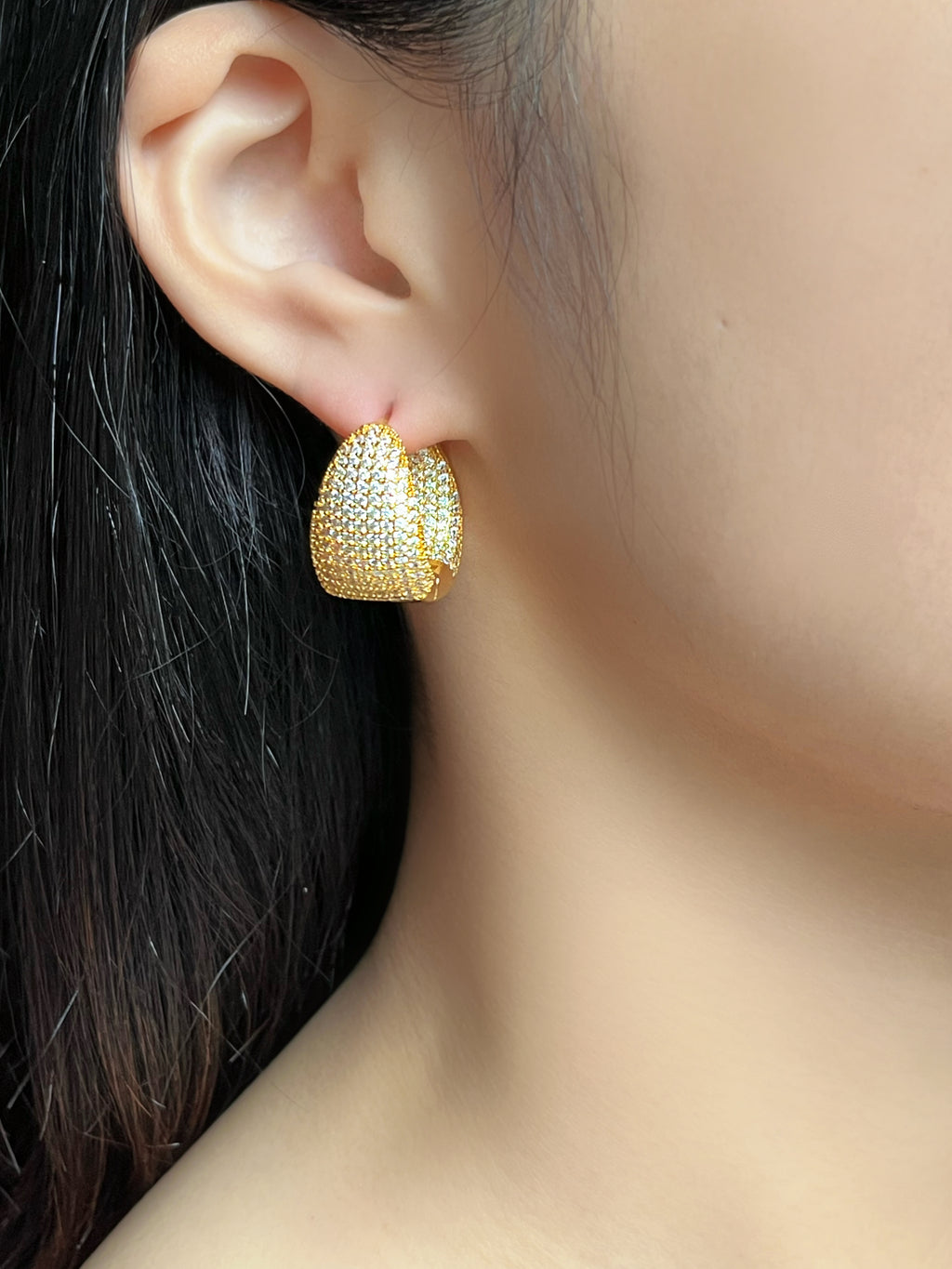18k Gold Double-Sided Zircon Earrings