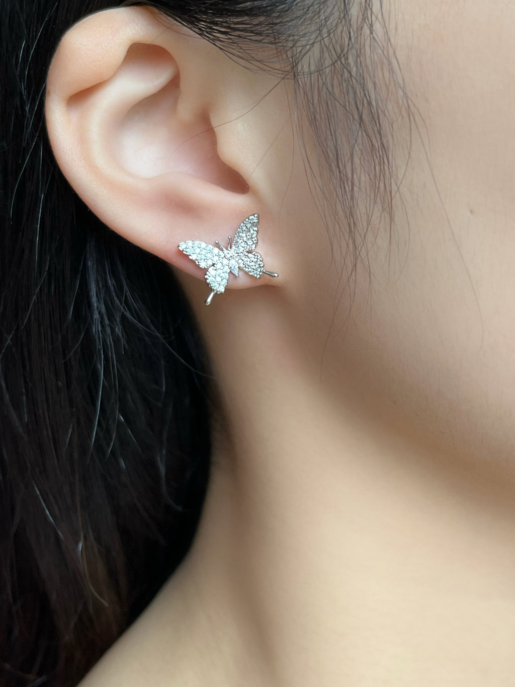 Silver Butterfly Stud Earrings