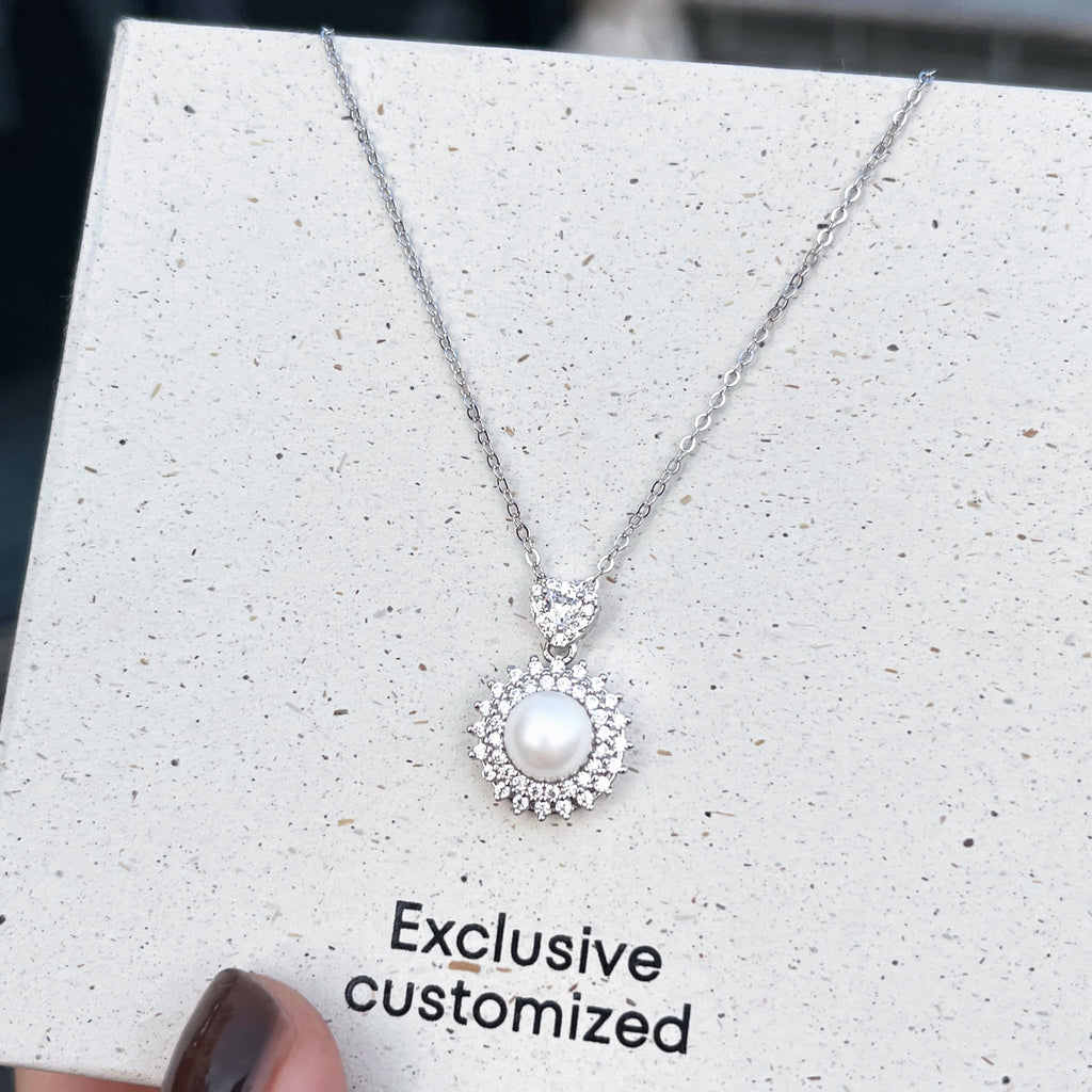 925 Silver Pearl Zircon Necklace