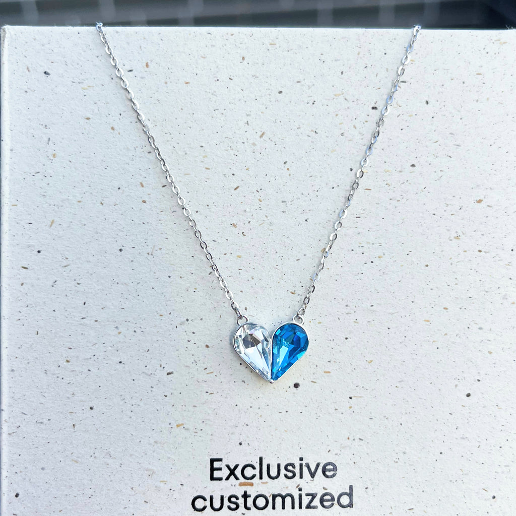 925 Silver Heart-shaped Bicolor Zircon Necklace