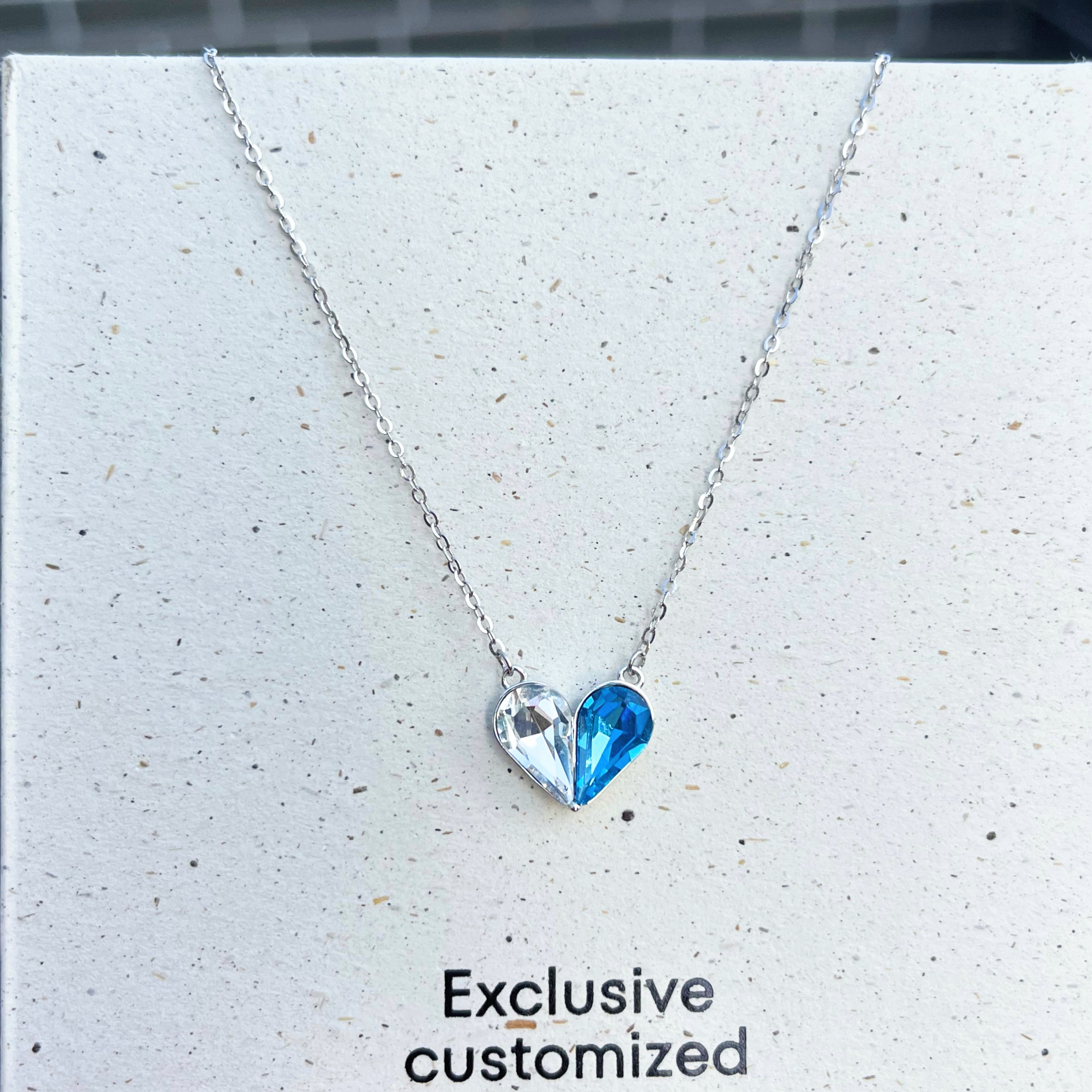 925 Silver Heart-shaped Bicolor Zircon Necklace