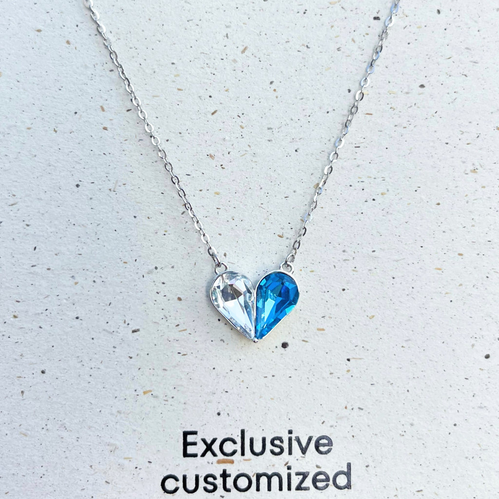 925 Silver Heart-shaped Bicolor Zircon Necklace