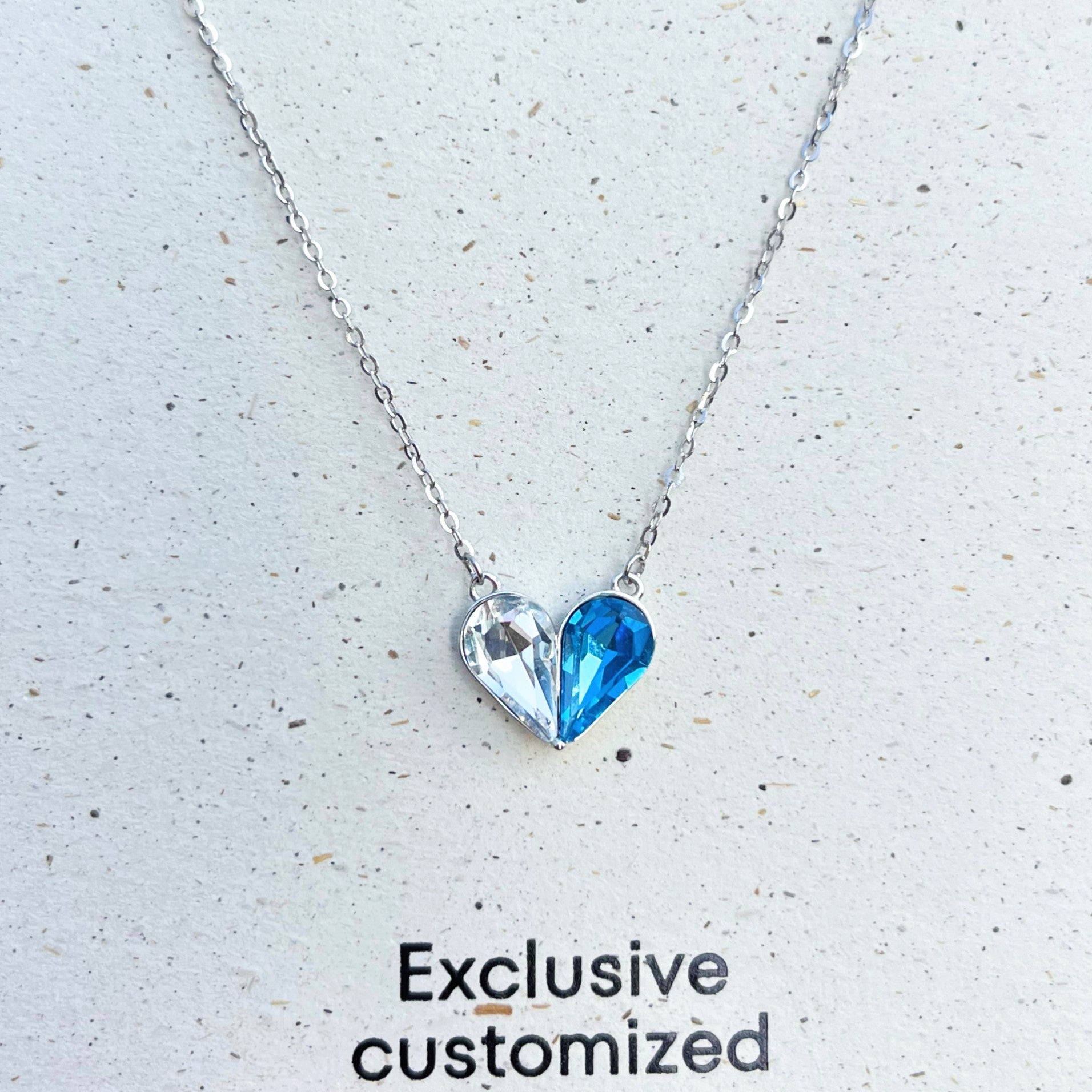 925 Silver Heart-shaped Bicolor Zircon Necklace