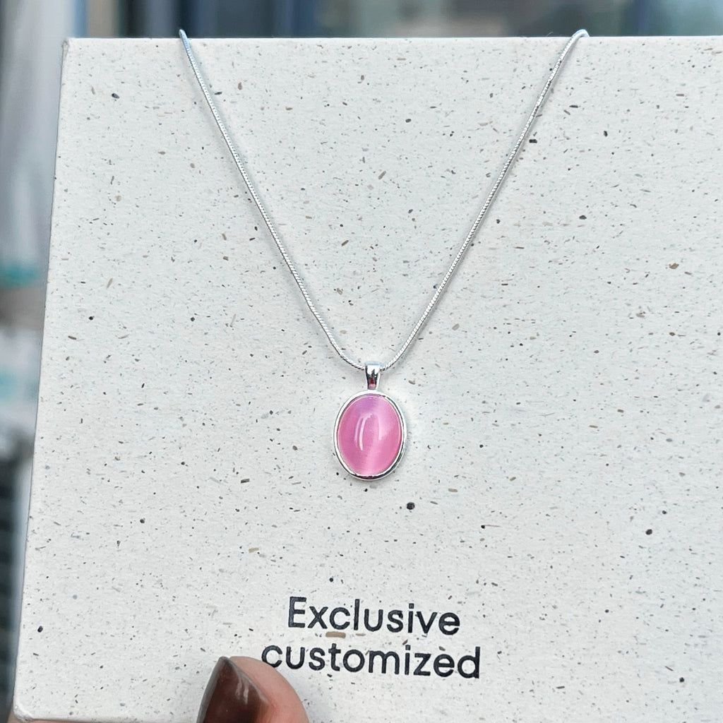 925 Silver Pink Jade Necklace