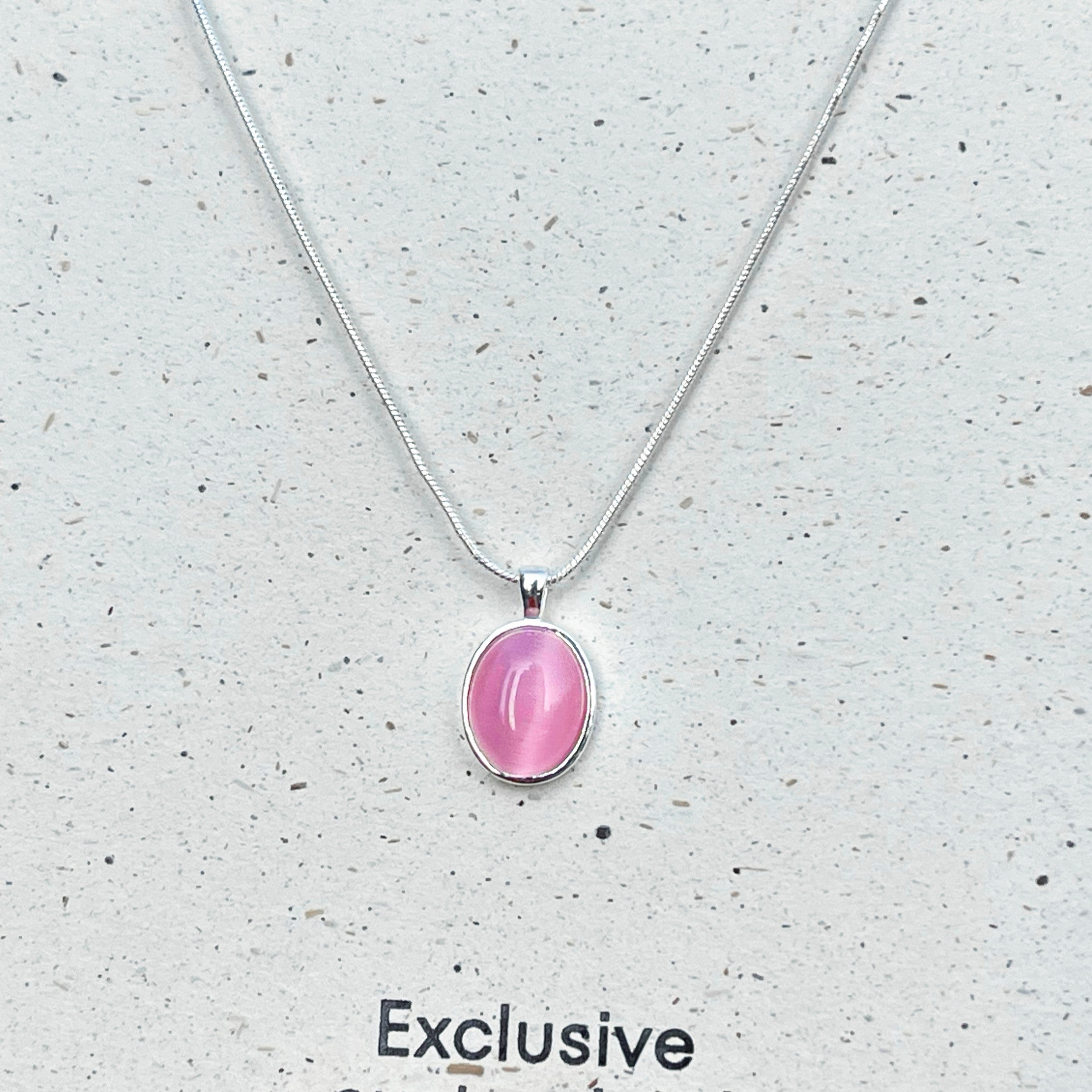 925 Silver Pink Jade Necklace
