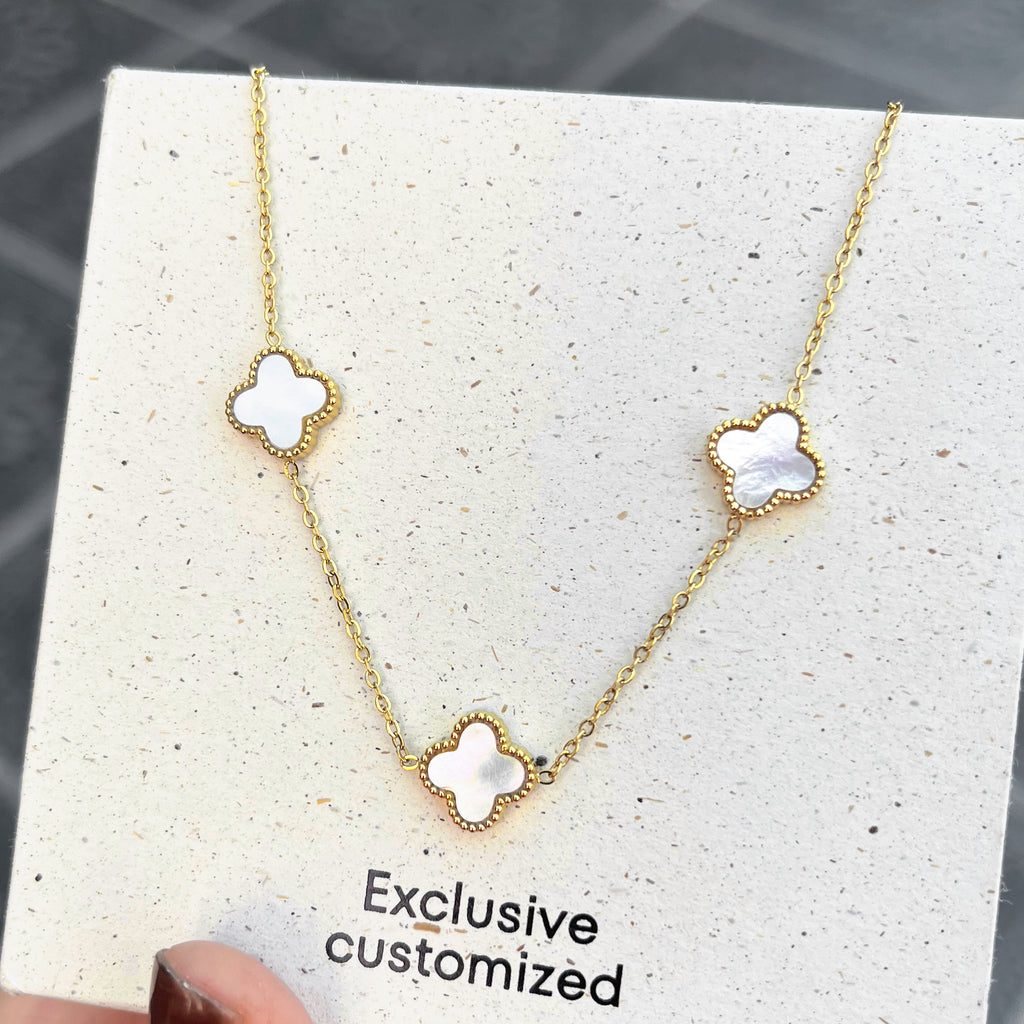 White Four-Leaf Clover Necklace