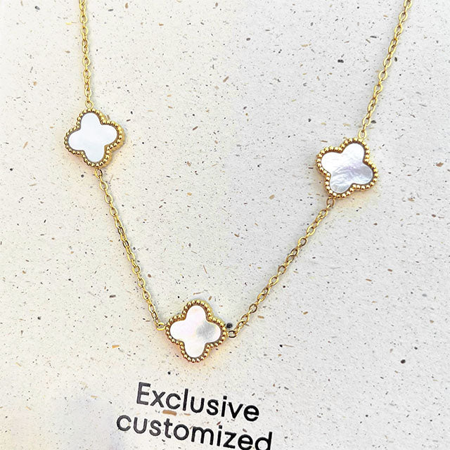 White Four-Leaf Clover Necklace