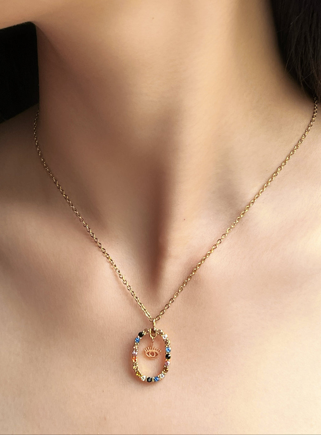 Eye Colorful Zircon Necklace