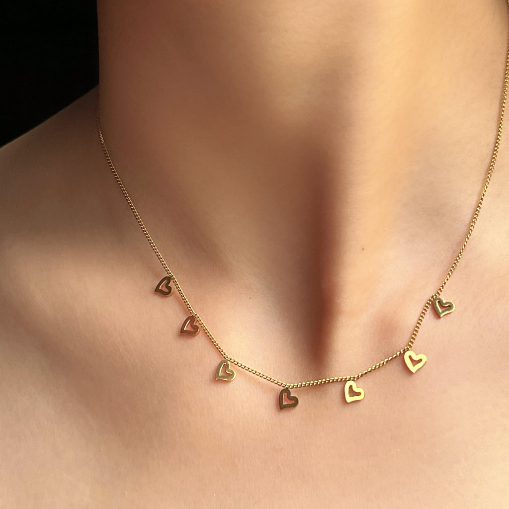 Hollow Heart Tassel Necklace