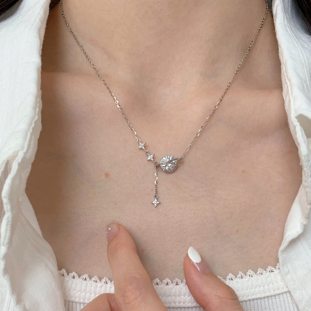 925 Silver Planet＆Star Necklace