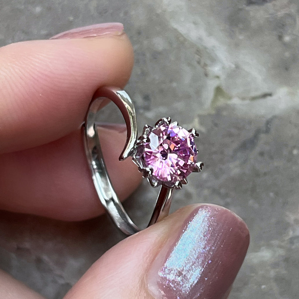 925 Silver Pink Zircon Ring