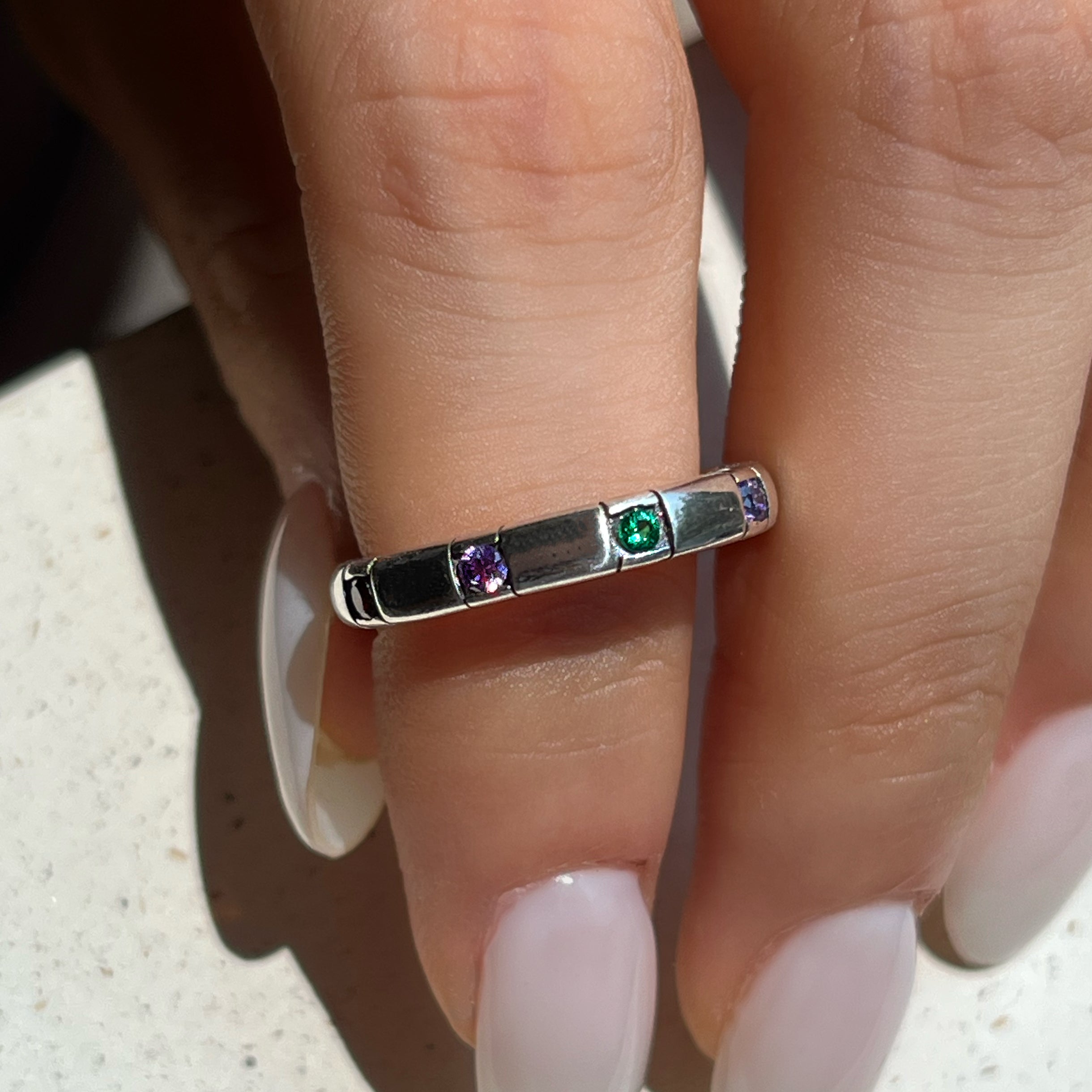 925 Silver Colorful Zircon Ring